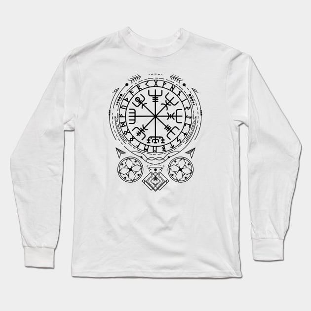 Vegvisir - The Viking Compass | Norse Pagan Symbol Long Sleeve T-Shirt by CelestialStudio